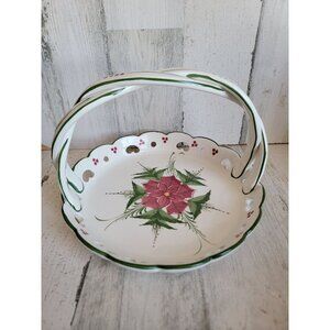 Portugal tray‎ ceramic poinsettia red flower home decor xmas carrying plate